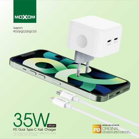 MOXOM MX-HC108 Wall Plug with USB and Type-C PD Fast Charging