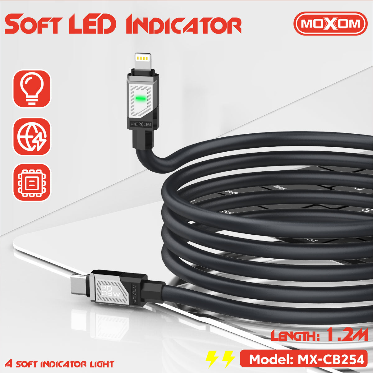 Moxom MX-CB254 PD36W LED Data Cable