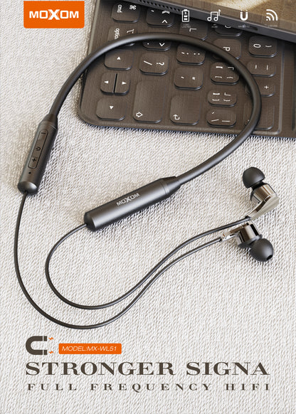 Moxom MX-WL51 Bluetooth Magnetic Neckband Earphones