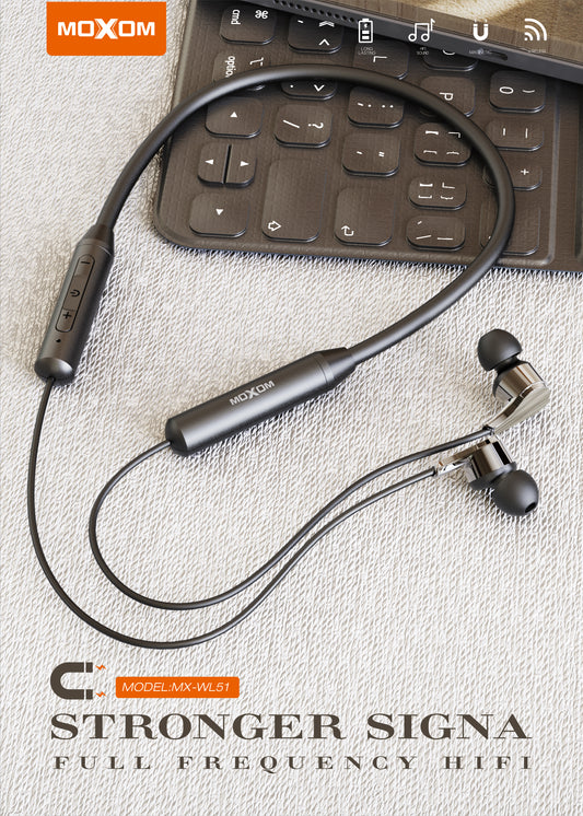 Moxom MX-WL51 Bluetooth Magnetic Neckband Earphones