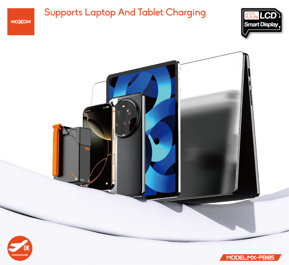 Moxom MX-PB185 Power Bank 65W Dual PD Type C Output