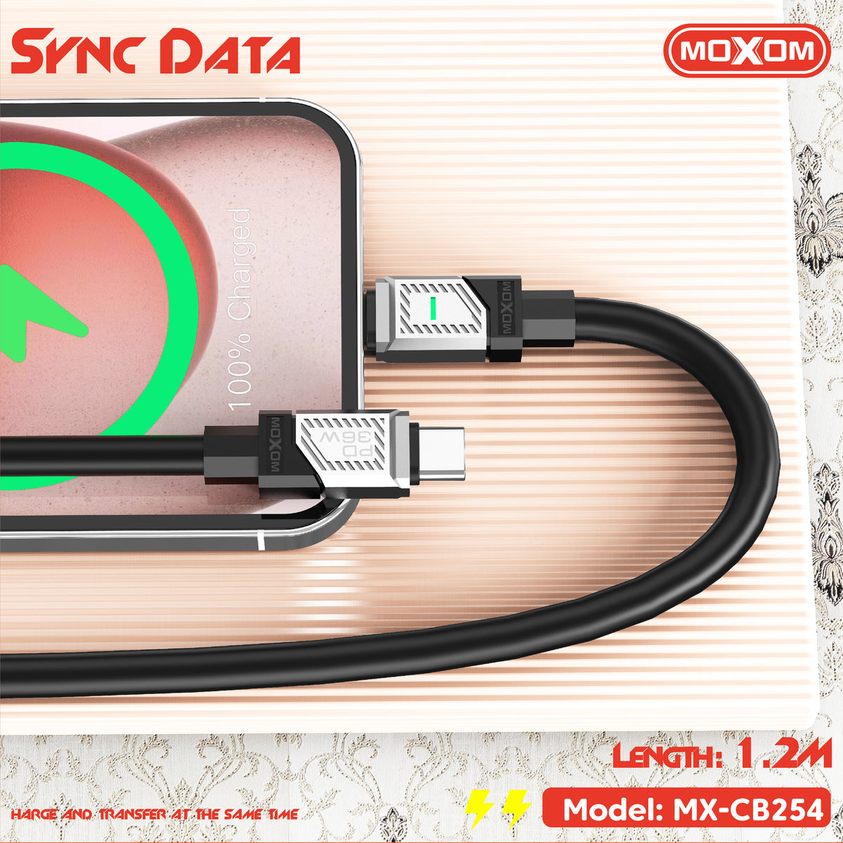 Moxom MX-CB254 PD36W LED Data Cable