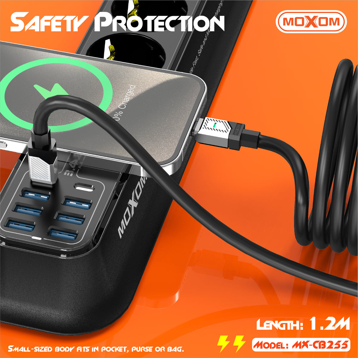 Moxom MX-CB255 Type-C to Type-C Cable 60W PD LED Display