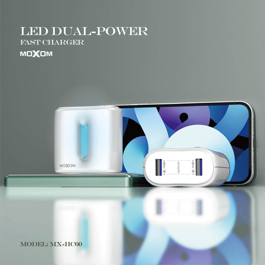 Moxom MX-HC60 12.5W Dual-USB Fast Charger with Lightning Cable