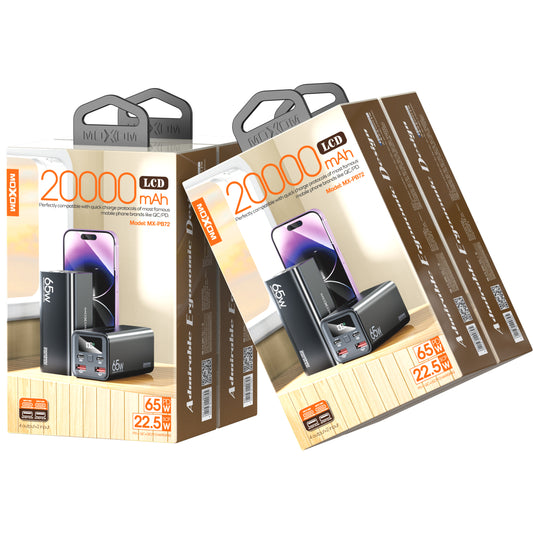 Fast Charging Power Bank 20000mAh MOXOM 65W With LCD MX-PB72