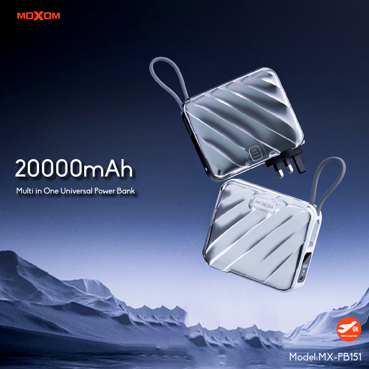 Moxom MX-PB151 20000mAh LCD Plug-in Power Bank