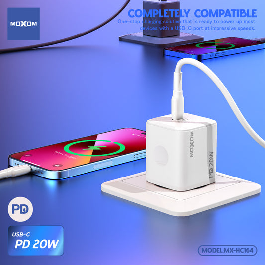 Moxom MX-HC164 20W USB-C PD Fast Charger with Type-C to Type-C Cable