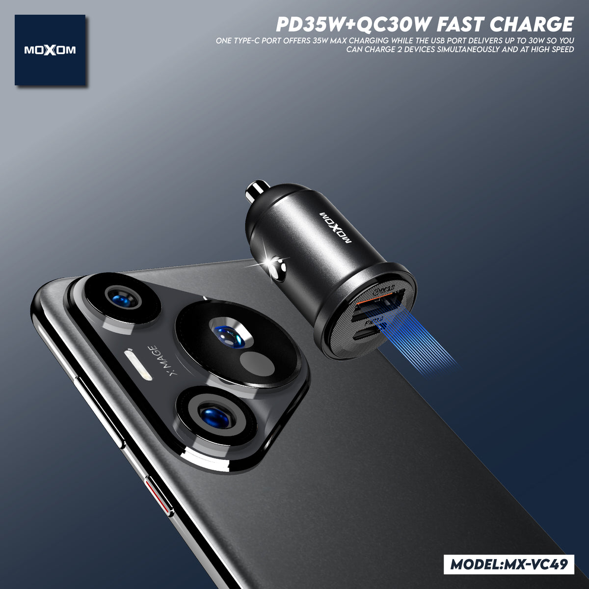 Moxom MX-VC49 Dual USB-C Car Charger