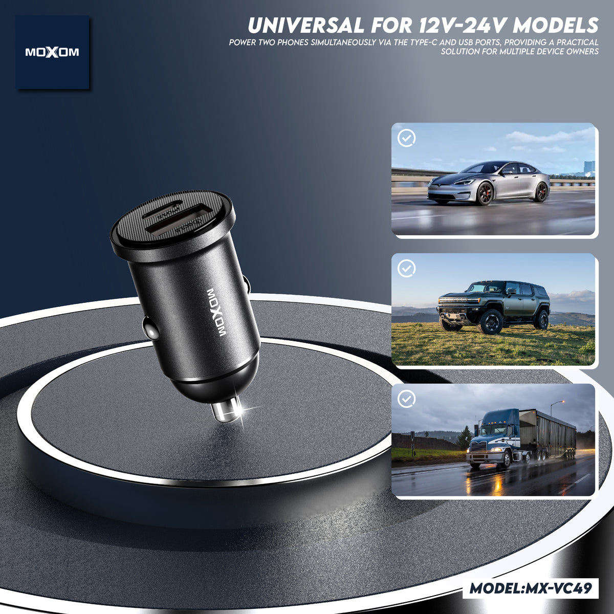 Moxom MX-VC49 Dual USB-C Car Charger