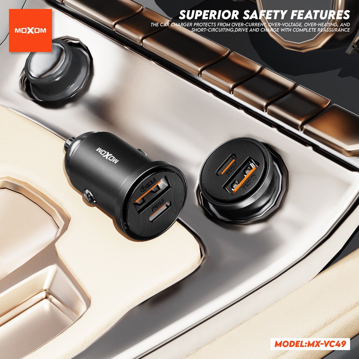 Moxom MX-VC49 Dual USB-C Car Charger