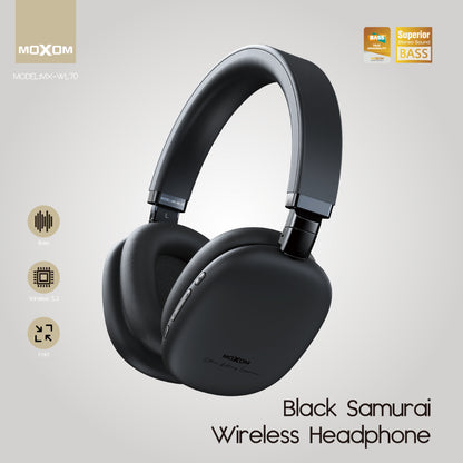 Moxom MX-WL70 Black Samurai Wireless Headphones