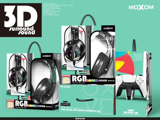 Moxom MX-EP26 GM Wired Gaming Headset RGB 3D Surround