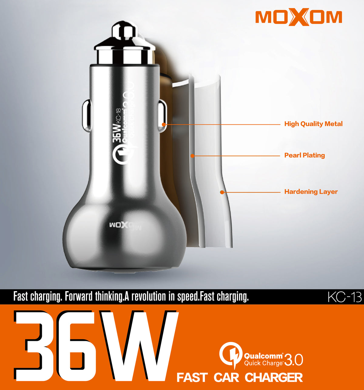 Moxom KC-13 36w Dual USB Port Quick Car Charger