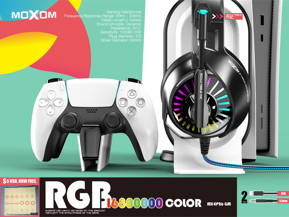 Moxom MX-EP26 GM Wired Gaming Headset RGB 3D Surround