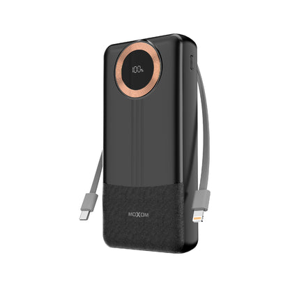MOXOM MX-PB139 20000mAh Power Bank – 22.5W SCP + 20W PD Fast Charging, LCD Display, Built-in Cables