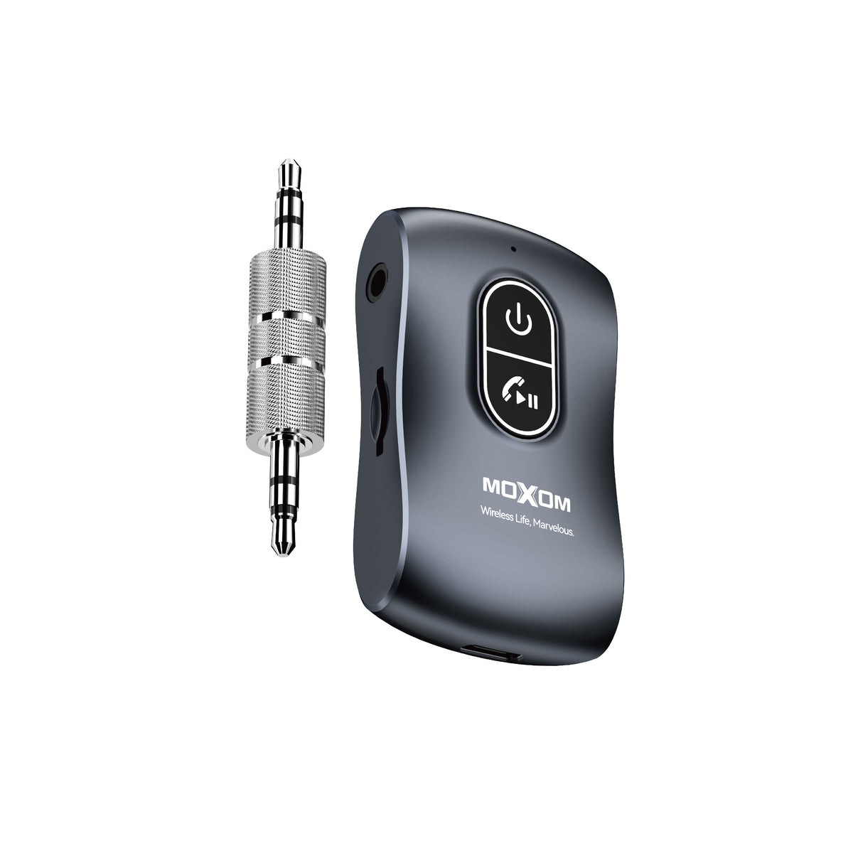 MOXOM MX-AX66 Bluetooth 5.0 AUX Receiver – Make Any Car Stereo or Speaker Wireless, 11H Battery
