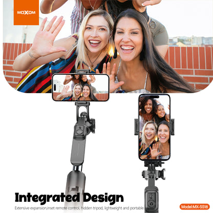 MOXOM MX-SS18 2-in-1 Selfie Stick Tripod – Extends to 2.1m, Anti-Shake, 360° Rotation, Bluetooth Remote