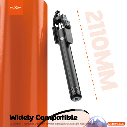 MOXOM MX-SS18 2-in-1 Selfie Stick Tripod – Extends to 2.1m, Anti-Shake, 360° Rotation, Bluetooth Remote