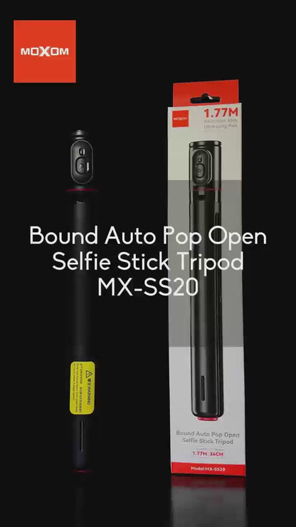 MOXOM MX-SS20 Bluetooth Selfie Stick Tripod – Extends to 1.5m, 360° Rotation, 10m Remote