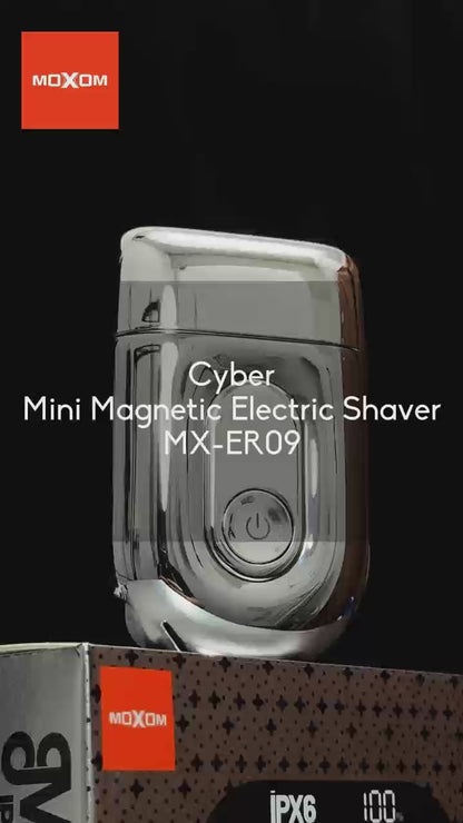 MOXOM MX-ER09 Cyber Mini Magnetic Electric Shaver – 80 Min Cordless, 1H Type-C Charge, Travel Size