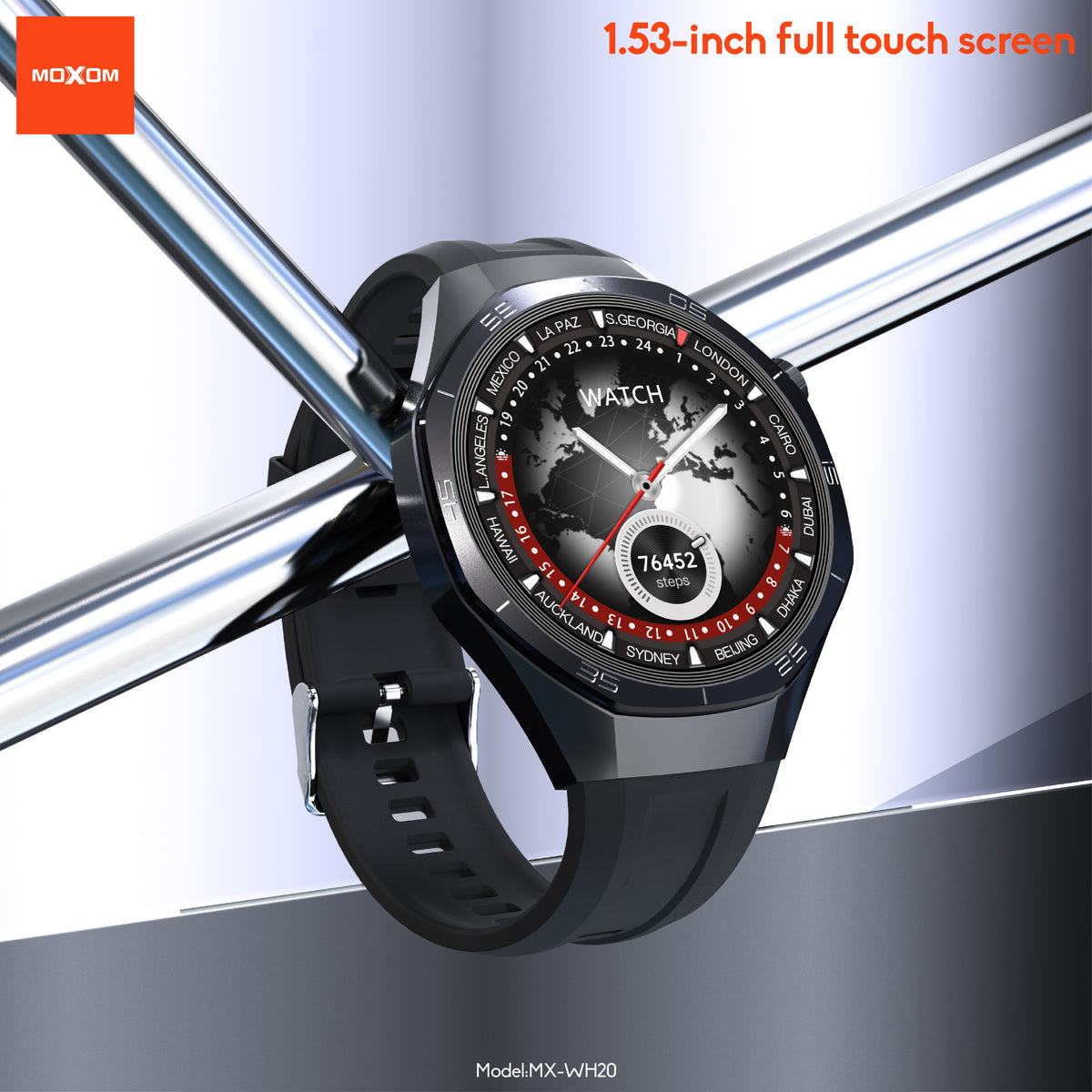 MOXOM MX-WH20 Sports Smart Watch – NFC Supported, Fitness Tracking, Call & Message Alerts, Black
