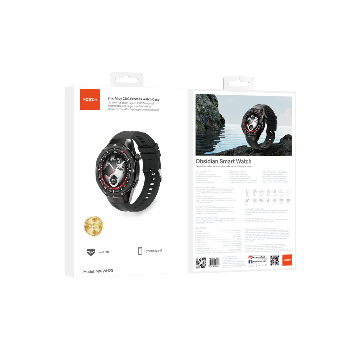 MOXOM MX-WH20 Sports Smart Watch – NFC Supported, Fitness Tracking, Call & Message Alerts, Black